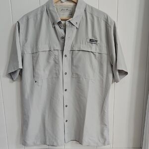 Eddie Bauer Gray Performance Button Shirt Outdoor Hiking Size L NWOT